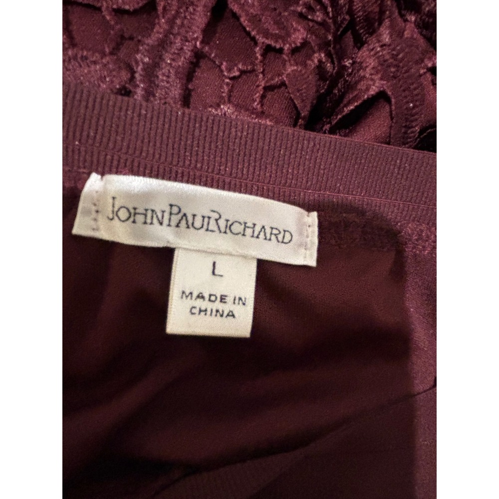 John Paul Richard Burgundy Lace crochet Scalloped Hem Midi Skirt sz L Boho chic - Picture 7 of 9